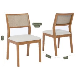 Kit 2 Cadeiras Oiti Natuame Madeira Tauri Tecido Linho Cimol Medidas