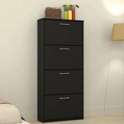 Sapateira Anne 4 Portas Multiuso Mirarack Preto