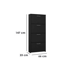 Sapateira Anne 4 Portas Multiuso Mirarack Preto Medidas