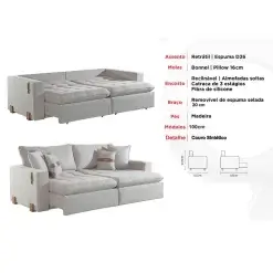 Sofa Cama Zeus 4 Lugares Retratil E Reclinavel 240cm Tecido Linho Innove Caracteristicas
