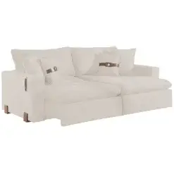 Sofa Cama Zeus 4 Lugares Retratil E Reclinavel 240cm Tecido Linho Innove Cru