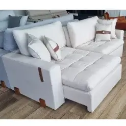 Sofa Cama Zeus 4 Lugares Retratil E Reclinavel 240cm Tecido Linho Innove Foto Real