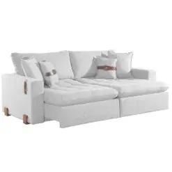 Sofa Cama Zeus 4 Lugares Retratil E Reclinavel 240cm Tecido Linho Innove Gelo