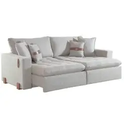 Sofa Cama Zeus 4 Lugares Retratil E Reclinavel 240cm Tecido Linho Innove Marfim