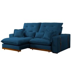 Sofa Toronto 4 Lugares Retratil E Reclinavel 250cm Tecido Veludo Di Vitrine Azul