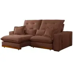 Sofa Toronto 4 Lugares Retratil E Reclinavel 250cm Tecido Veludo Di Vitrine Marrom