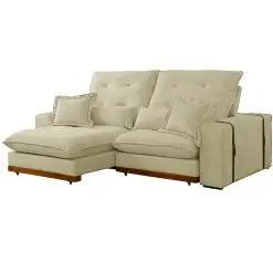 Sofa Toronto 4 Lugares Retratil E Reclinavel 250cm Tecido Veludo Di Vitrine Toronto Bege