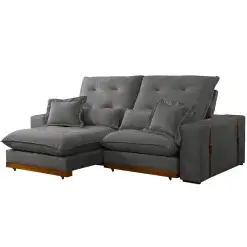 Sofa Toronto 4 Lugares Retratil E Reclinavel 250cm Tecido Veludo Di Vitrine Cinza