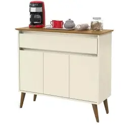 Aparador Buffet Zeus 3 Portas 1 Gaveta EJ Off White Freijo