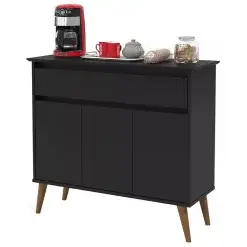 Aparador Buffet Zeus 3 Portas 1 Gaveta EJ Preto