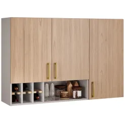 Armario Aereo Essence 3 Portas Com Adega 120cm Itatiaia Fendi Cedro