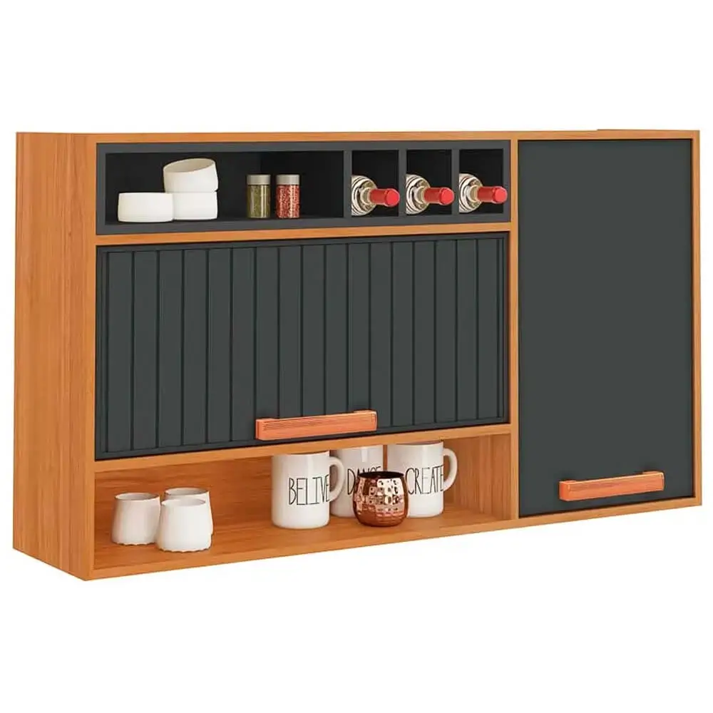 Armario Aereo Napoles 120cm 2 Portas Itatiaia Cinamomo Grafite