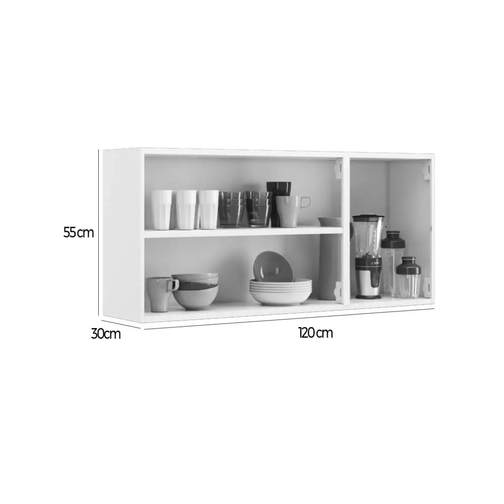 Armario Aereo New Premium 120cm 3 Portas Itatiaia Branco Medidas