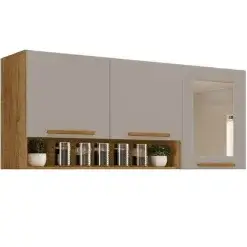 Armario Aereo New Valencia Reflecta 3 Portas Salleto Cinamomo Off White