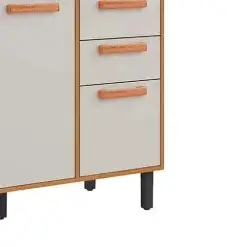 Balcao Napoles 3 Portas 2 Gavetas Para Cozinha Itatiaia Cinamomo Off White Detalhe
