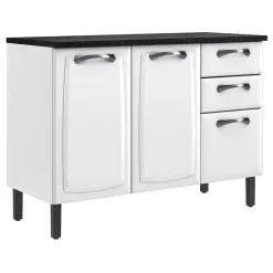 Balcao New Premium 3 Portas 2 Gavetas Para Cozinha Itatiaia Branco