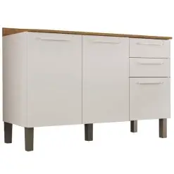 Balcao New Valencia 3 Portas 2 Gavetas Salleto Branco