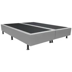 Base Box Bipartida Casal Universal Em Corino 37x188x138 Cinza
