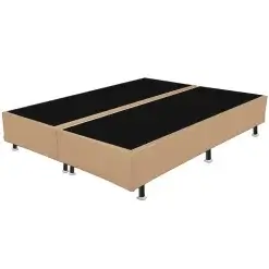 Base Box Bipartida Casal Universal Em Suede 37x188x138 Bege