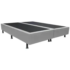 Base Box Bipartida Casal Universal Em Suede 37x188x138 Cinza