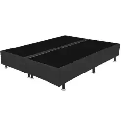 Base Box Bipartida Casal Universal Em Suede 37x188x138 Preto