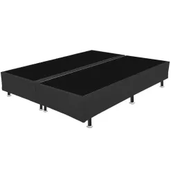 Base Box Bipartida Casal Universal Em Suede 37x188x138 Preto