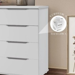 Comoda Athenas 8 Gavetas Com Rodizios Rud Rack Branco Detalhe Corredica