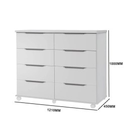 Comoda Athenas 8 Gavetas Com Rodizios Rud Rack Branco Medidas