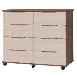 Comoda Athenas 8 Gavetas Com Rodizios Rud Rack Cedro Areia
