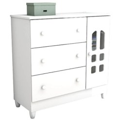 Comoda Fraldario Eloa 1 Porta 3 Gavetas Carolina Baby Branco
