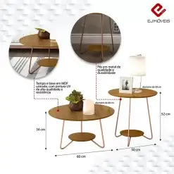 Conjunto Liz Mesa De Centro E Lateral EJ Detalhe