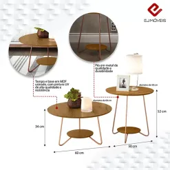 Conjunto Liz Mesa De Centro E Lateral EJ Detalhe