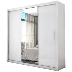Guarda Roupa Berlim COM Espelho Casal 3 Portas 4 Gavetas Branco