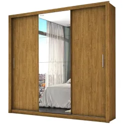 Guarda Roupa Berlim COM Espelho Casal 3 Portas 4 Gavetas Cinamomo