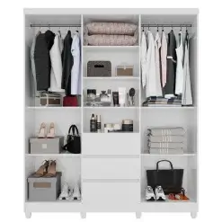 Guarda Roupa Capelinha Master Solteiro Com Espelho 5 Portas 3 Gavetas Imop Interno