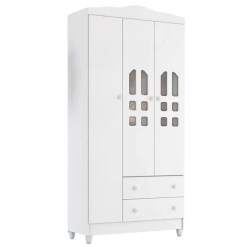 Guarda Roupa Infantil Eloa 3 Portas 2 Gavetas Carolina Baby Branco