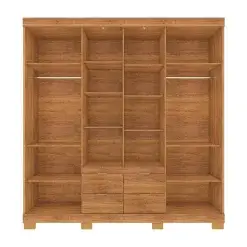 Guarda Roupa Londrina Casal Com Espelho 8 Portas 4 Gavetas Rud Rack Cedro Areia Interno