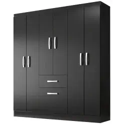 Guarda Roupa New Marbella Casal 7 Portas 1 Gaveta Evidencia Preto