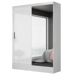 Guarda Roupa Santiago Carioca Solteiro Com Espelho 2 Portas 2 Gavetas Branco