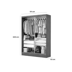 Guarda Roupa Santiago Carioca Solteiro Com Espelho 2 Portas 2 Gavetas Medidas