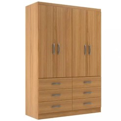 Guarda Roupa Treviso Evidencia Solteiro 4 Portas 6 Gavetas Cinamomo