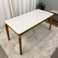 Mesa Alegra 120x80 COM Vidro JCM Cinamomo Off White Foto Real
