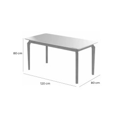 Mesa Alegra 120x80 COM Vidro JCM Cinamomo Off White Medidas