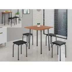 Mesa Dobravel Luana Com 4 Banquetas Cinamomo Martelado Prata