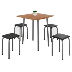 Mesa Dobravel Luana Com 4 Banquetas Imop Cinamomo Martelado Prata