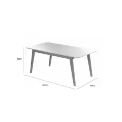 Mesa Elegance 160x80 COM Vidro JCM Cinamomo Off White Medidas