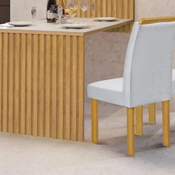Mesa De Jantar Cancun 120x90 Com Painel Ripado Cel Moveis Cinamomo Off White Prata Detalhe