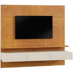 Painel Napoles Com Nicho Para TV Ate 75 Polegadas 3 Portas Mavaular Naturale Off