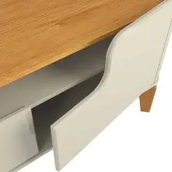 Rack Flip 180cm 4 Portas Para TV Ate 75 Polegadas Patrimar Off White Cinamomo Detalhe