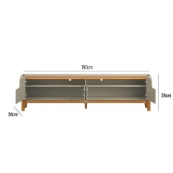 Rack Flip 180cm 4 Portas Para TV Ate 75 Polegadas Patrimar Off White Cinamomo Medidas